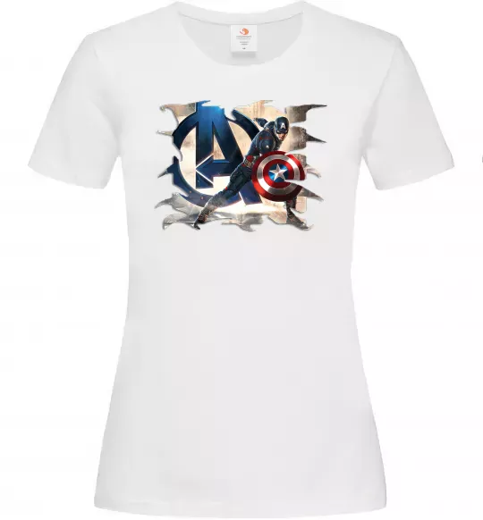 Жіноча футболка Капітан Америка Месники Білий фото