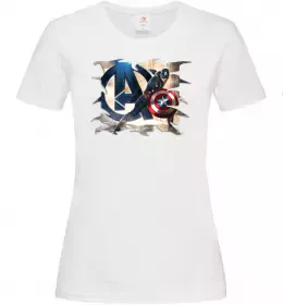 Женская футболка Капітан Америка Месники Белый фото