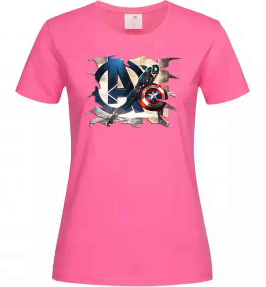 Жіноча футболка Капітан Америка Месники Яскраво-рожевий фото