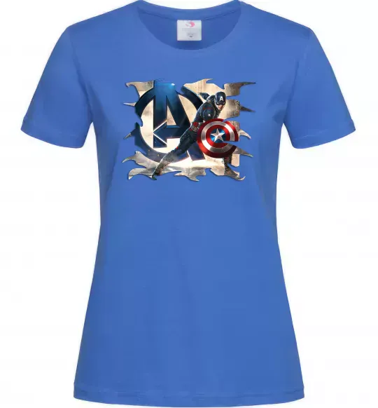 Жіноча футболка Капітан Америка Месники Яскраво-синій фото