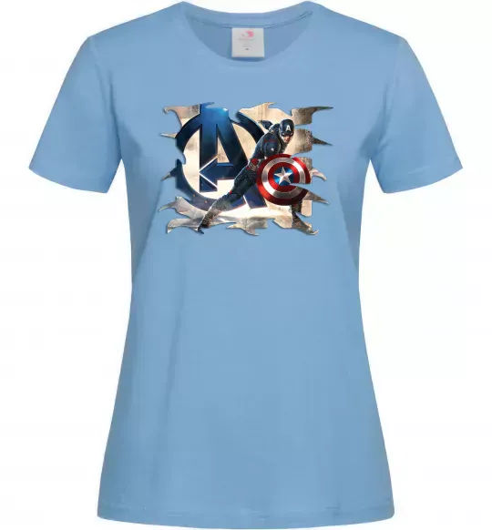 Жіноча футболка Капітан Америка Месники Блакитний фото