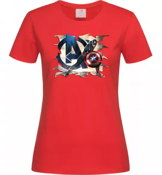 Жіноча футболка Капітан Америка Месники Червоний фото