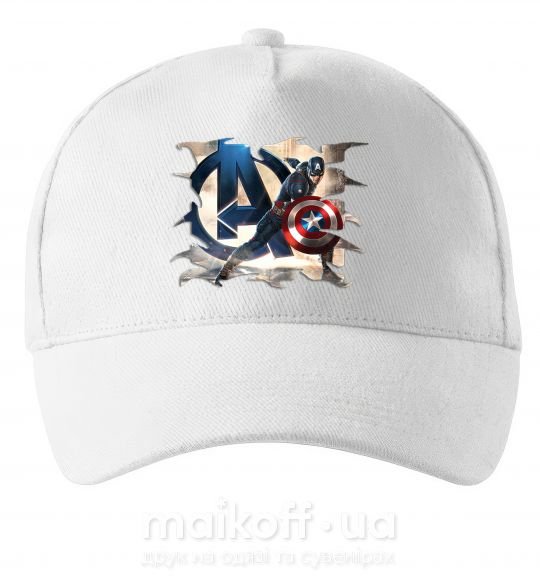 Кепка Капитан Америка Мстители Білий фото