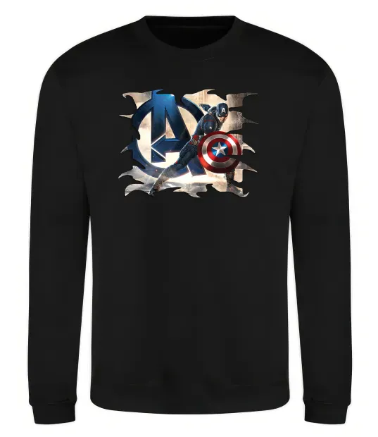 Свитшот Капітан Америка Месники Черный фото