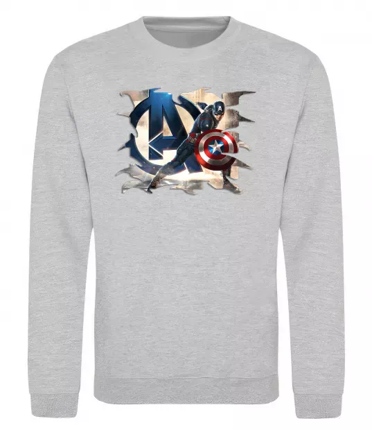 Свитшот Капітан Америка Месники Серый меланж фото
