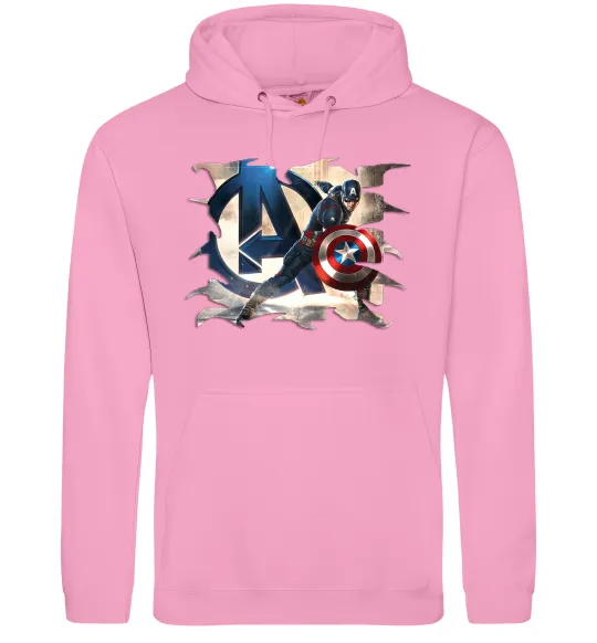 Чоловіча толстовка (худі) Капітан Америка Месники Рожевий фото