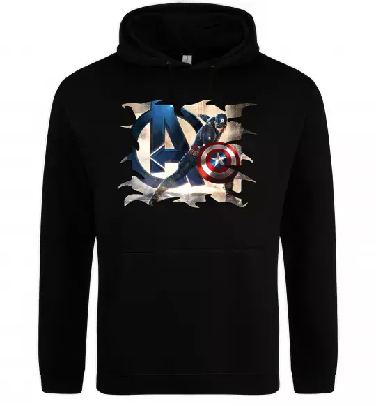 Женская толстовка (худи) Капітан Америка Месники Черный фото