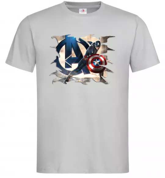 Чоловіча футболка Капітан Америка Месники Сірий фото
