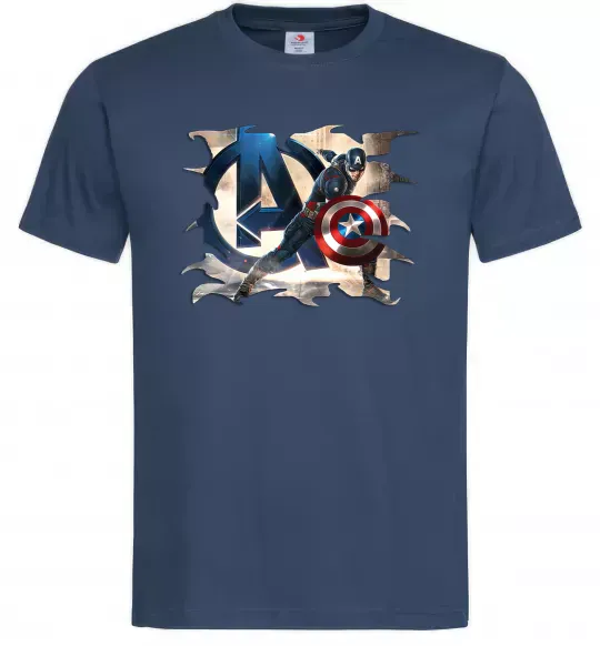 Чоловіча футболка Капітан Америка Месники Темно-синій фото