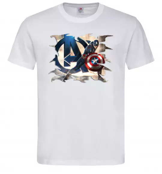 Чоловіча футболка Капітан Америка Месники Білий фото