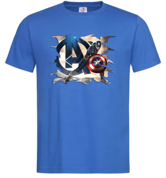 Чоловіча футболка Капітан Америка Месники Яскраво-синій фото