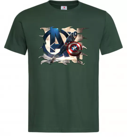 Чоловіча футболка Капітан Америка Месники Темно-зелений фото