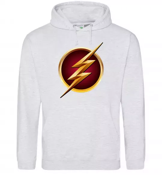 Мужская толстовка (худи) Лого Флеш Серый меланж фото