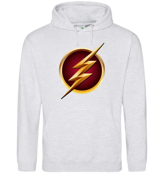 Женская толстовка (худи) Лого Флеш Серый меланж фото