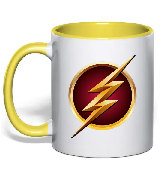 Чашка с цветной ручкой Лого Флеш Лимонный фото