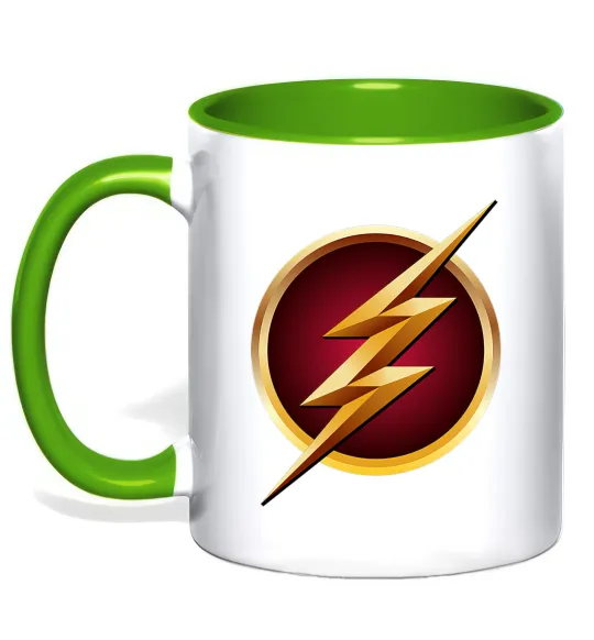 Чашка с цветной ручкой Лого Флеш Лаймовый фото