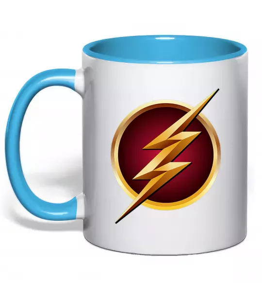 Чашка з кольоровою ручкою Лого Флеш Блакитний фото