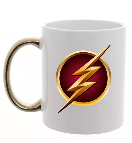 Чашка з кольоровою ручкою Лого Флеш Золото фото