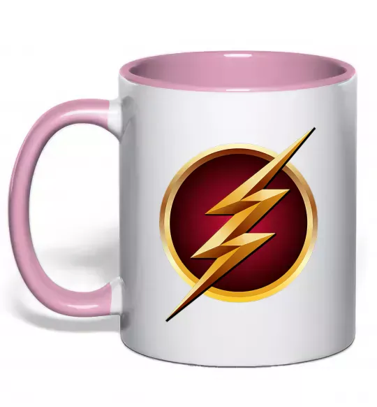 Чашка з кольоровою ручкою Лого Флеш Ніжно рожевий фото