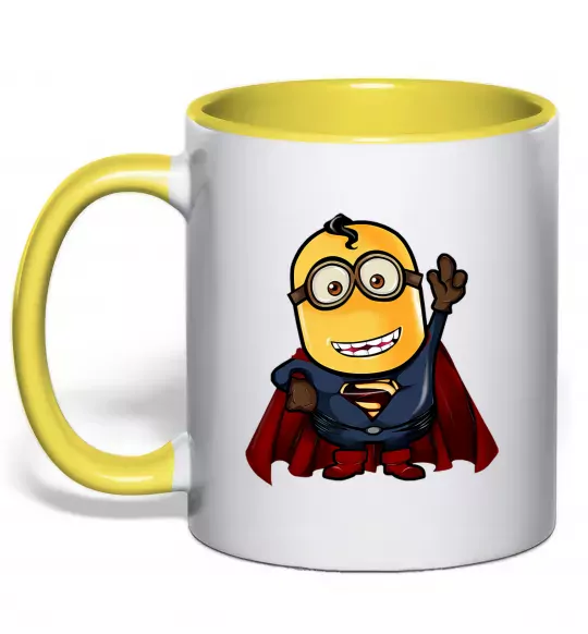 Чашка з кольоровою ручкою Супер Міньйон Сонячно жовтий фото