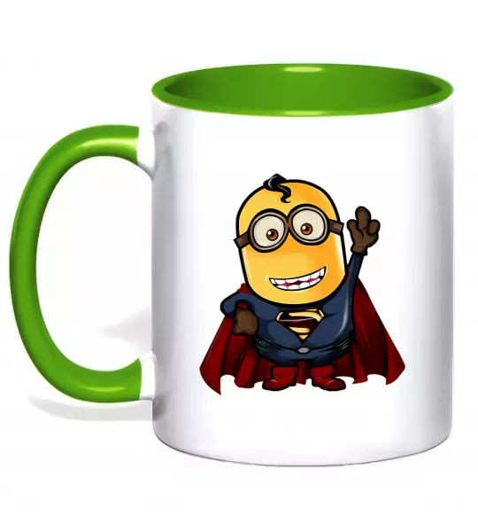 Чашка з кольоровою ручкою Супер Міньйон Зелений фото