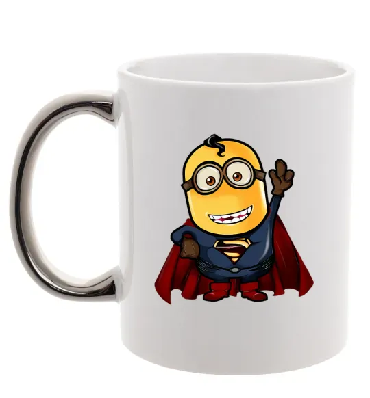 Чашка з кольоровою ручкою Супер Міньйон Срібло фото