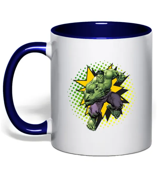 Чашка з кольоровою ручкою Hulk explosion Глибокий темно-синій фото