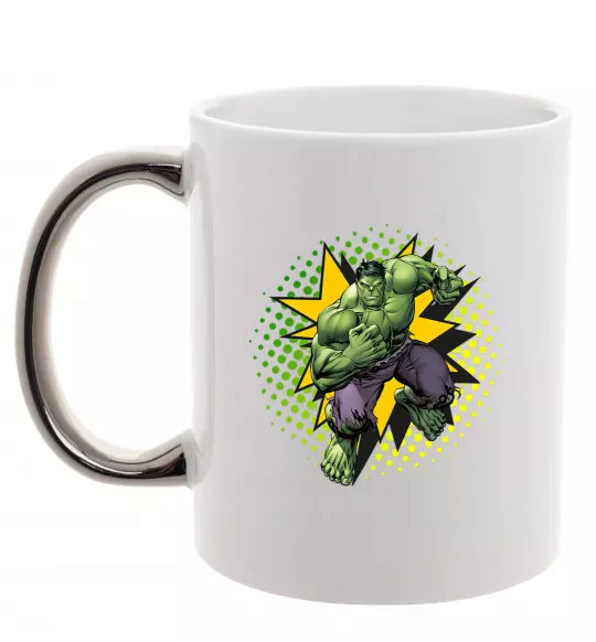 Чашка з кольоровою ручкою Hulk explosion Срібло фото