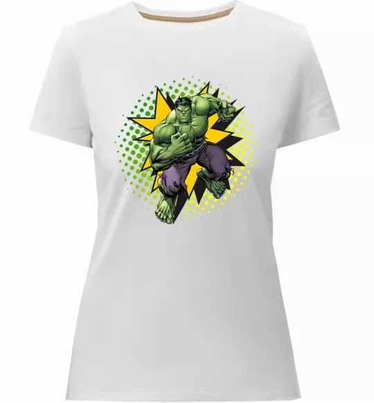 Жіноча преміум футболка Hulk explosion Білий фото