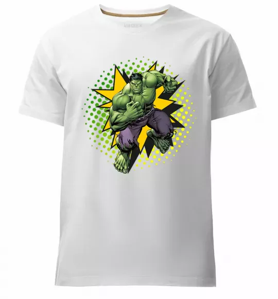 Мужская премиум футболка Hulk explosion Белый фото