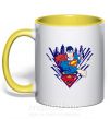 Чашка з кольоровою ручкою Supermen comic Сонячно жовтий фото