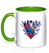 Чашка з кольоровою ручкою Supermen comic Зелений фото