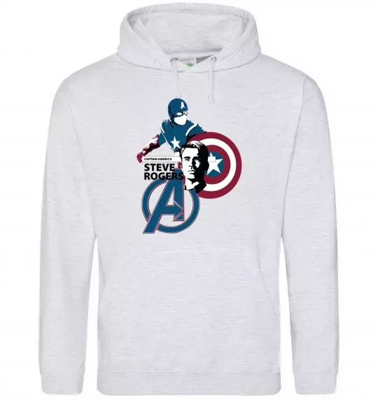 Женская толстовка (худи) Steve Rogers Серый меланж фото