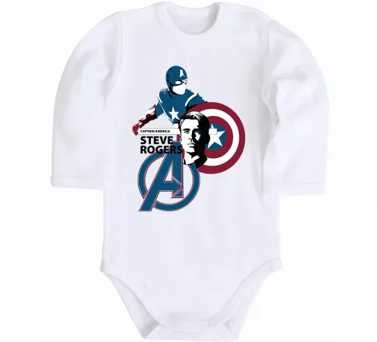 Детский боди Steve Rogers Белый фото