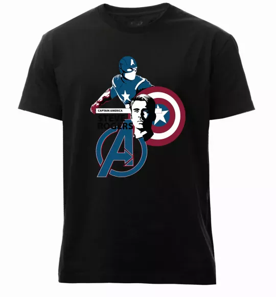 Мужская премиум футболка Steve Rogers Черный фото