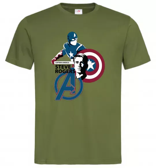 Мужская футболка Steve Rogers Оливковый фото