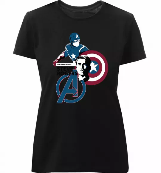 Жіноча преміум футболка Steve Rogers Чорний фото