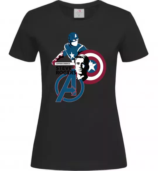 Жіноча футболка Steve Rogers Чорний фото