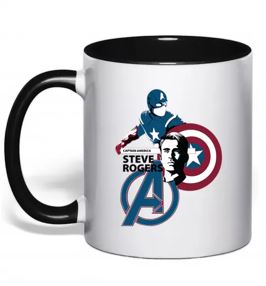 Чашка с цветной ручкой Steve Rogers Черный фото