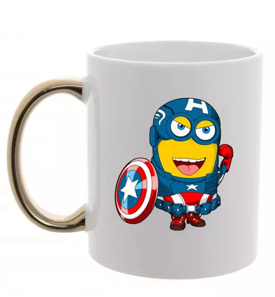 Чашка з кольоровою ручкою Міньйон Капітан Золото фото