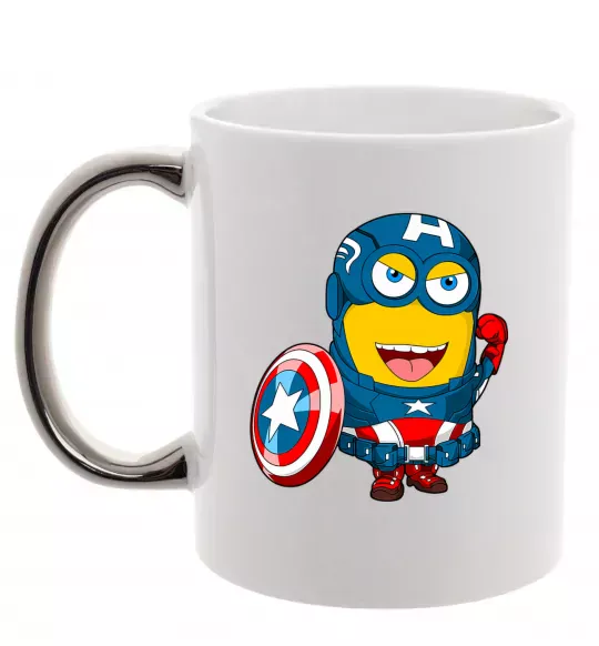 Чашка з кольоровою ручкою Міньйон Капітан Срібло фото