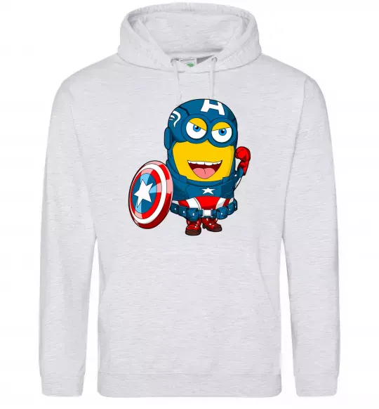 Чоловіча толстовка (худі) Міньйон Капітан Сірий меланж фото