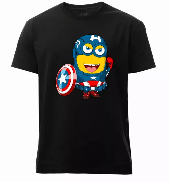 Мужская премиум футболка Міньйон Капітан Черный фото