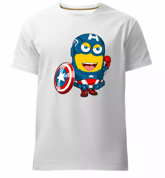 Мужская премиум футболка Міньйон Капітан Белый фото