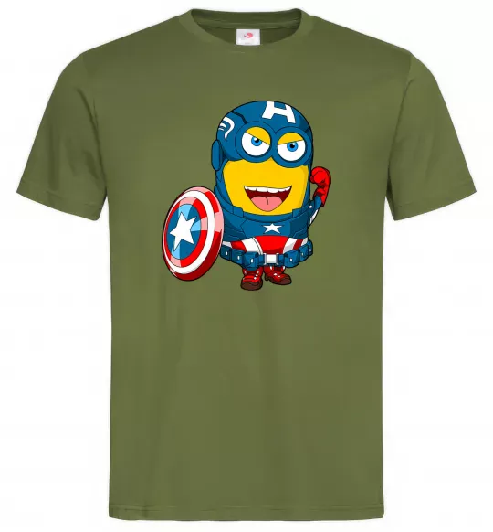 Мужская футболка Міньйон Капітан Оливковый фото