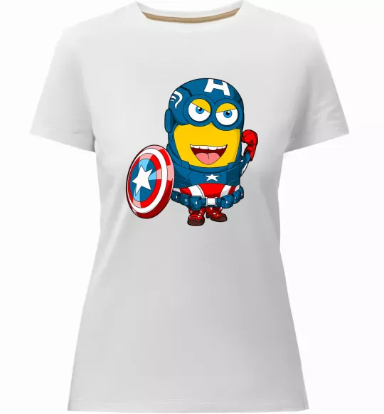 Жіноча преміум футболка Міньйон Капітан Білий фото