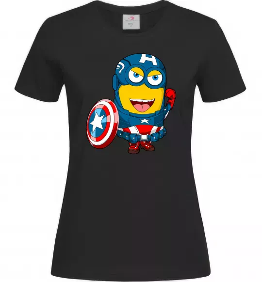 Женская футболка Міньйон Капітан Черный фото