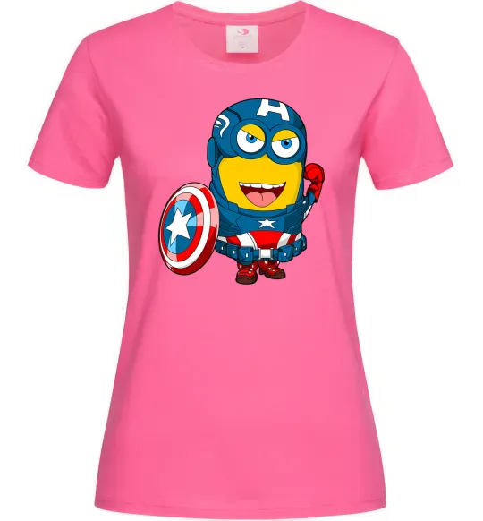 Женская футболка Міньйон Капітан Ярко-розовый фото