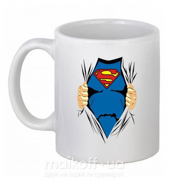 Чашка керамічна Супермен рубашка Білий фото