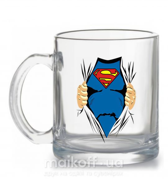 Чашка скляна Супермен рубашка Прозорий фото
